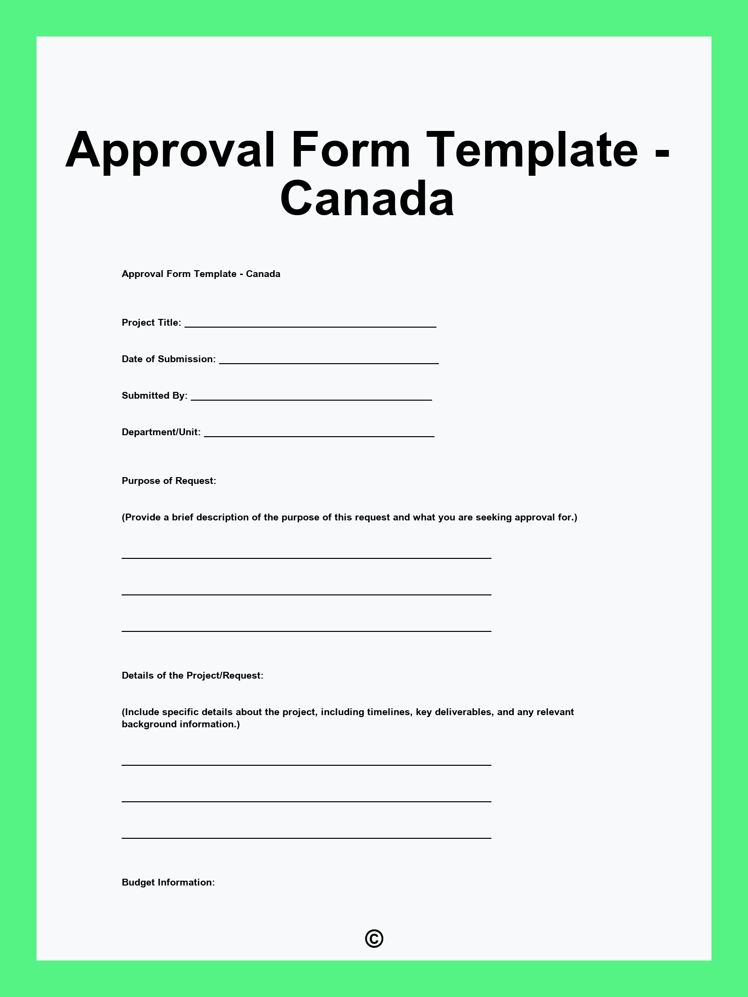 Approval Form Template - Canada