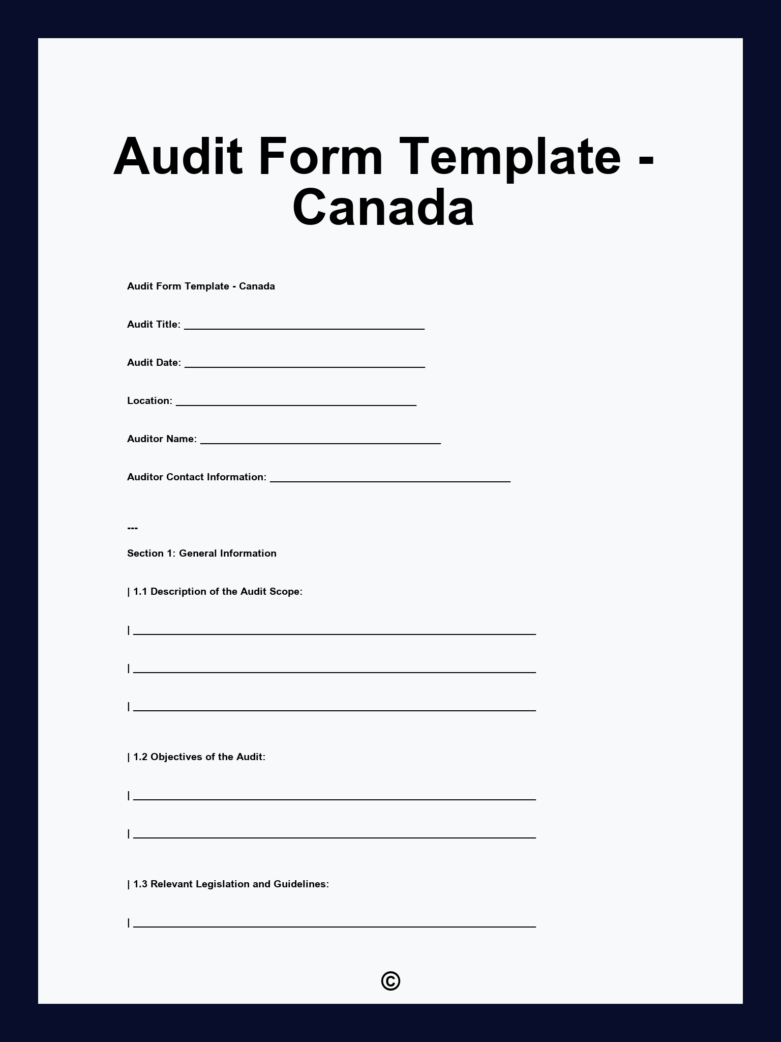 Audit Form Template - Canada