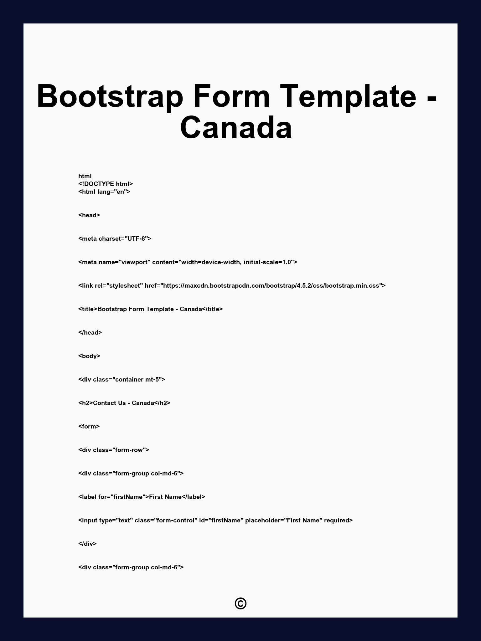 Bootstrap Form Template - Canada