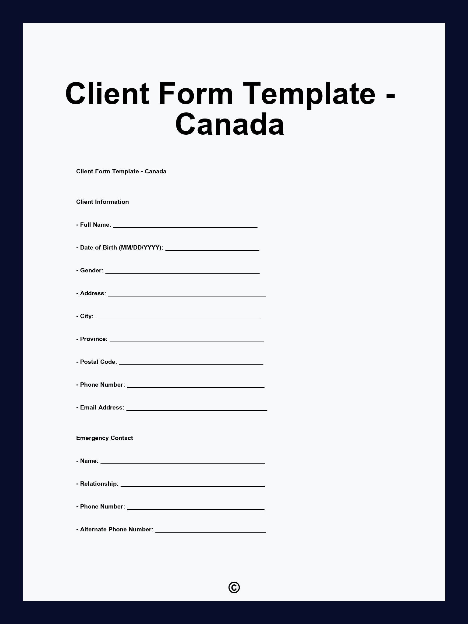 Client Form Template - Canada