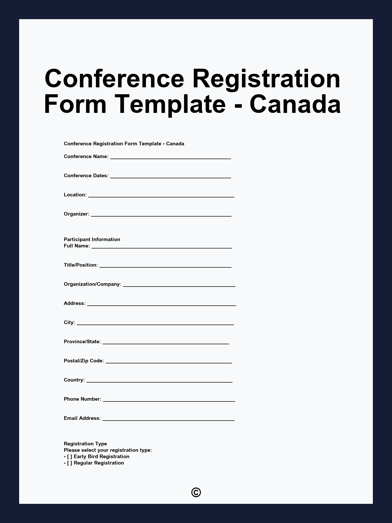 Conference Registration Form Template - Canada