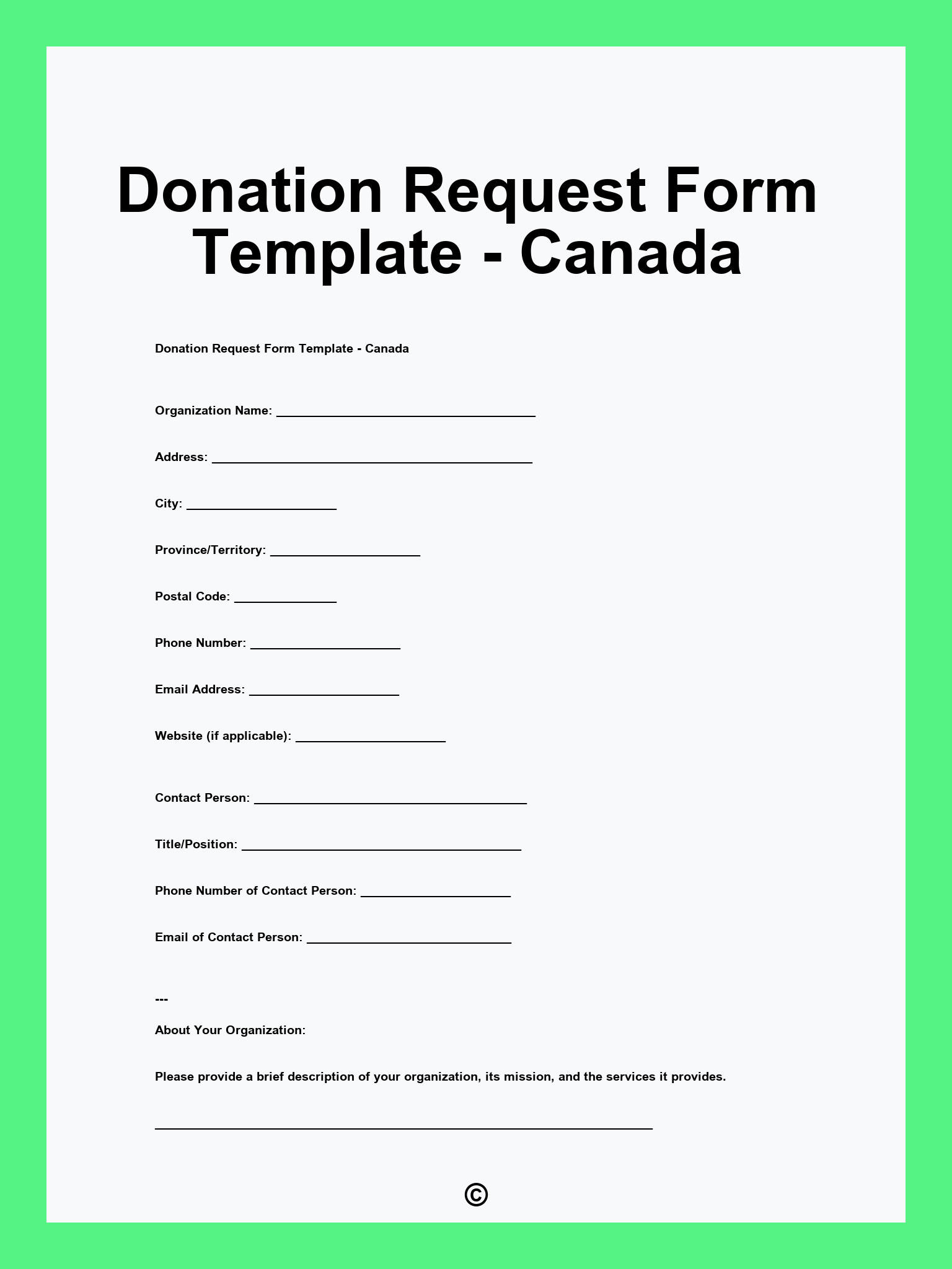 Donation Request Form Template - Canada