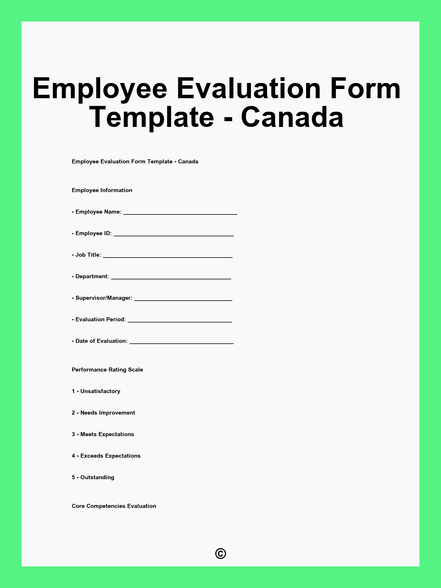 Employee Evaluation Form Template - Canada