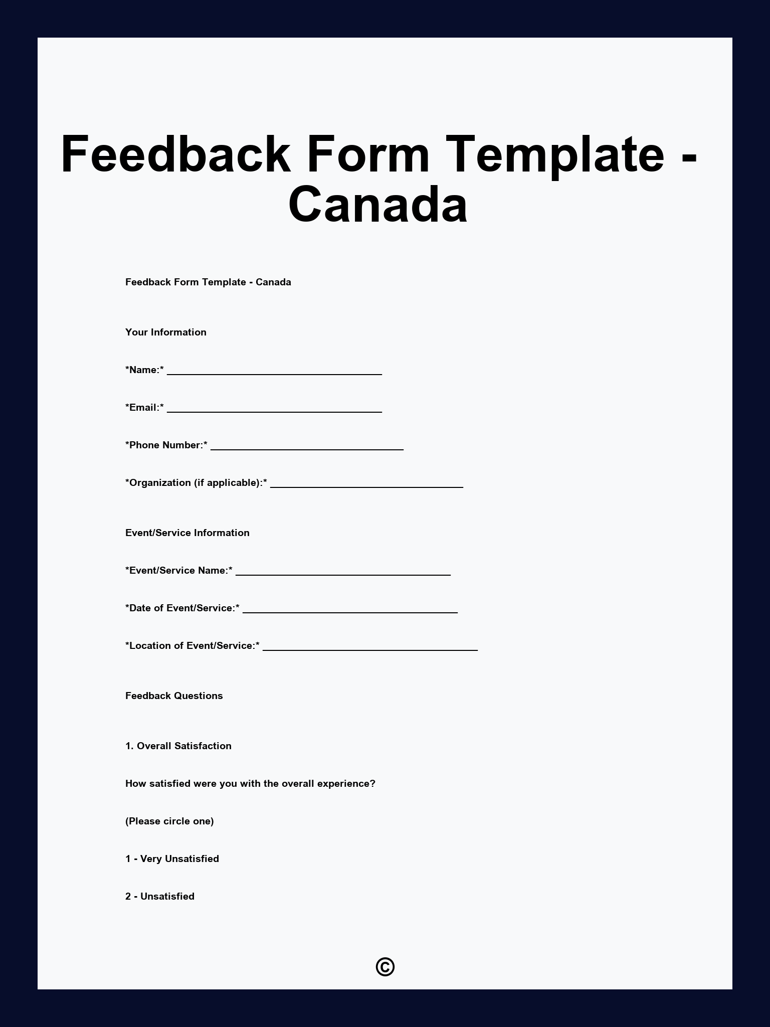 Feedback Form Template - Canada