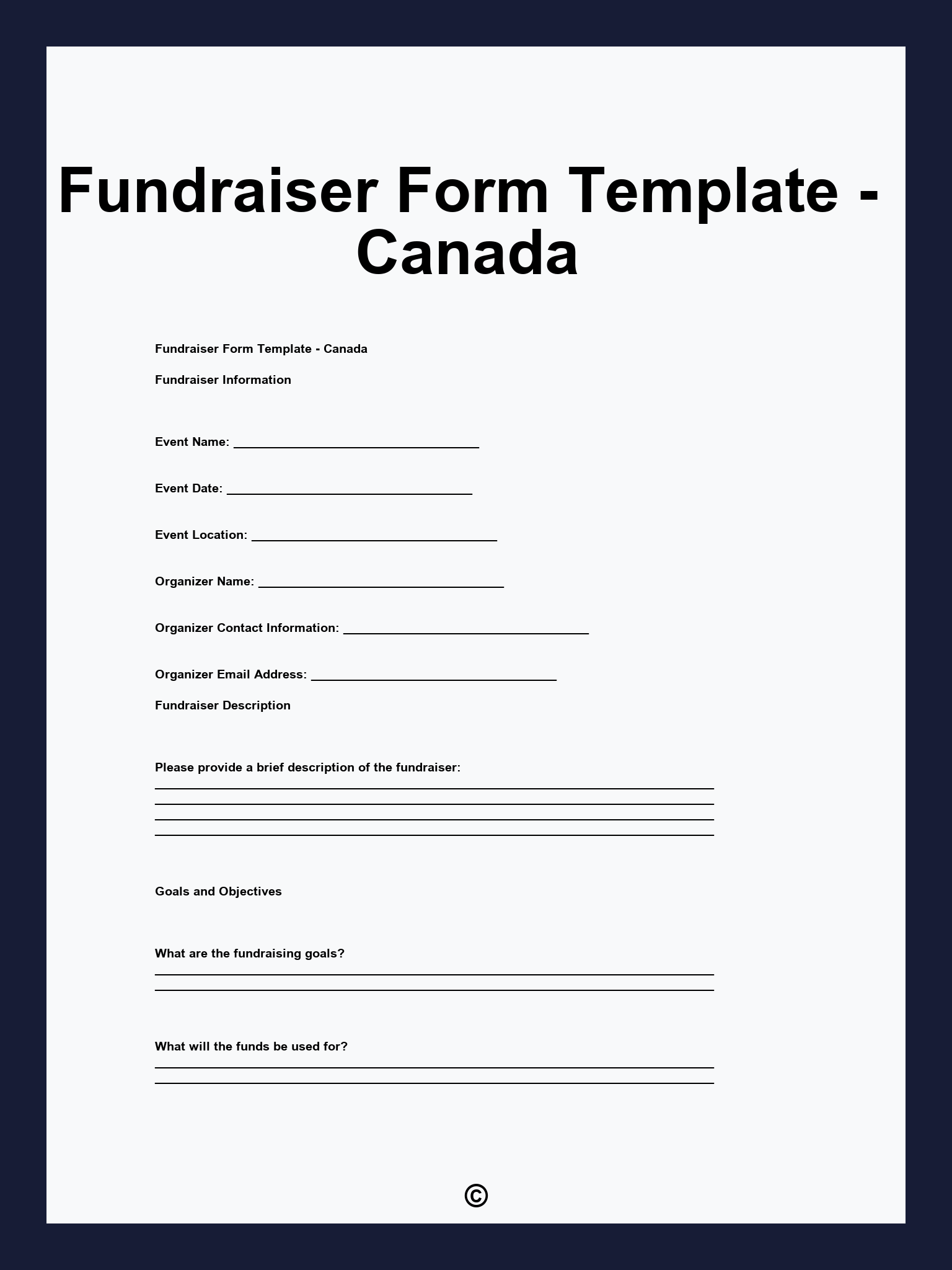 Fundraiser Form Template - Canada