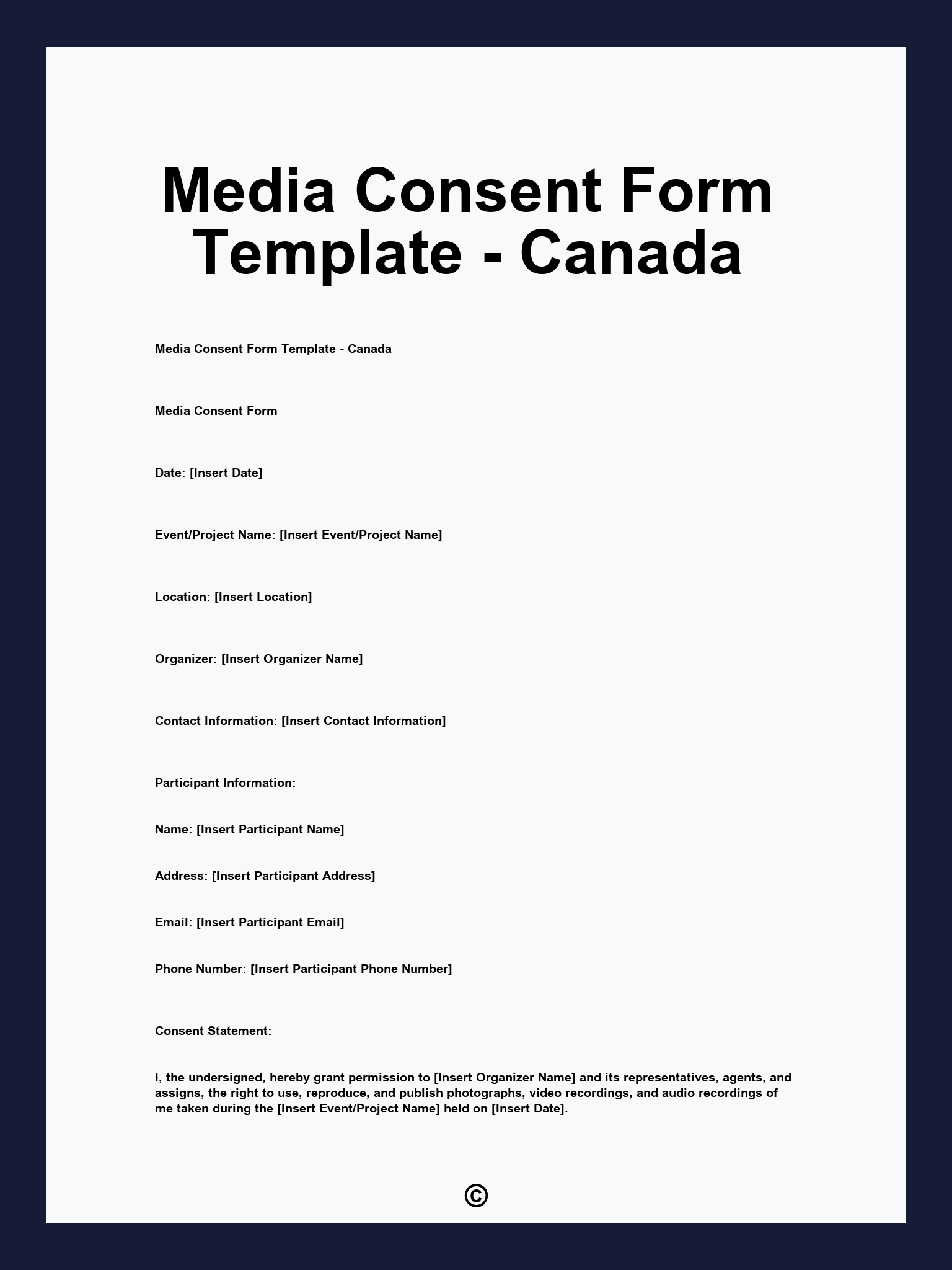 Media Consent Form Template - Canada