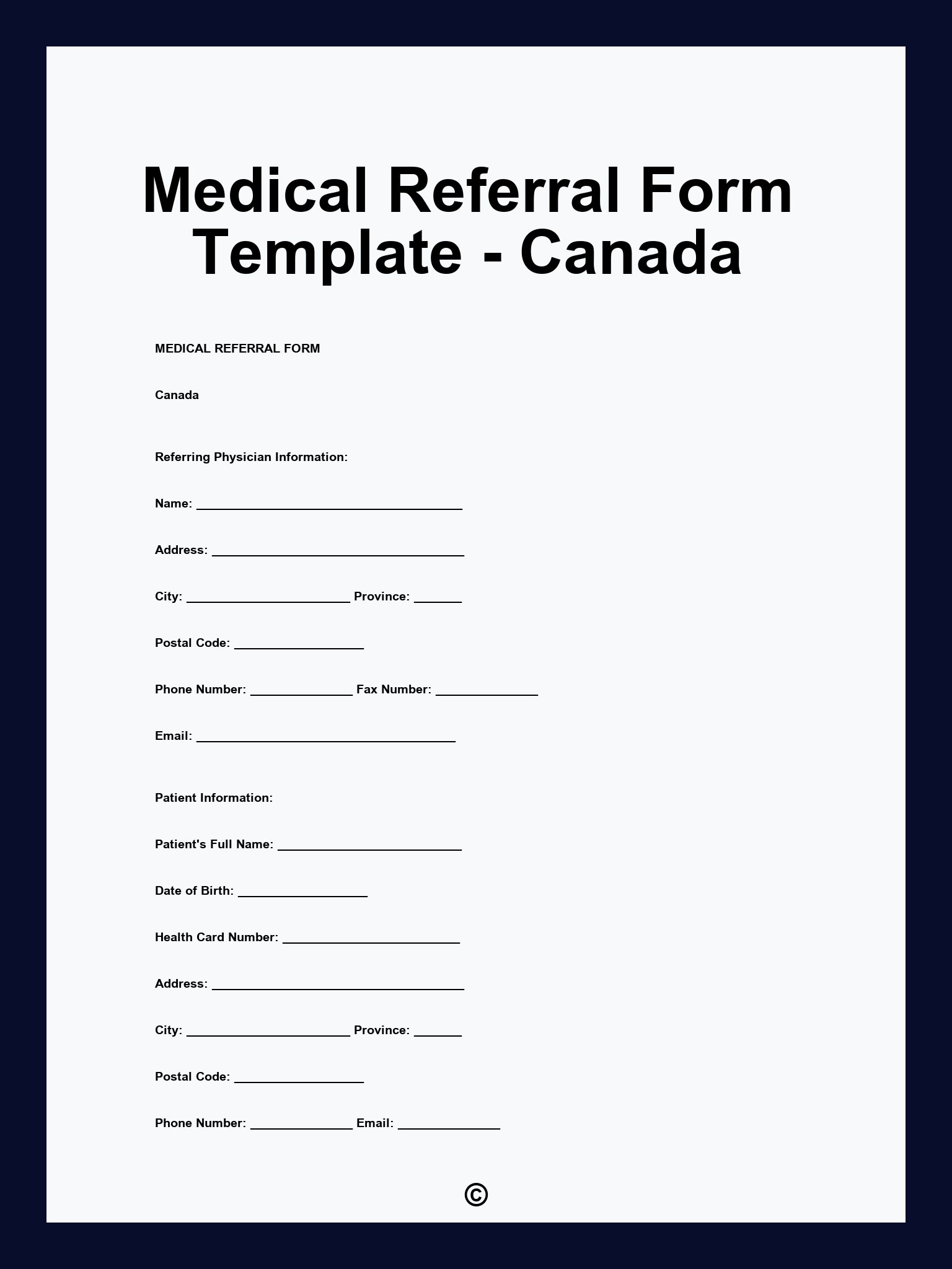 Medical Referral Form Template - Canada