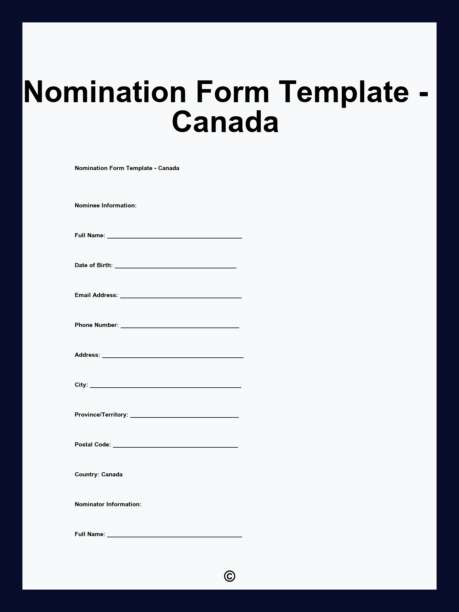 Nomination Form Template - Canada