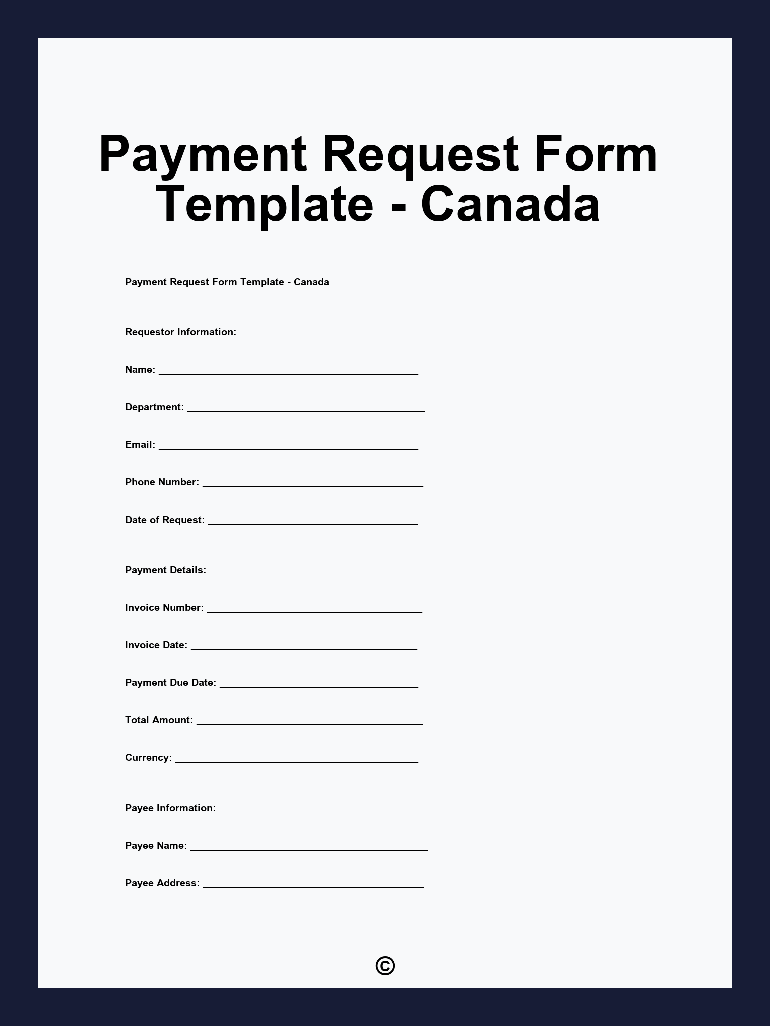 Payment Request Form Template - Canada