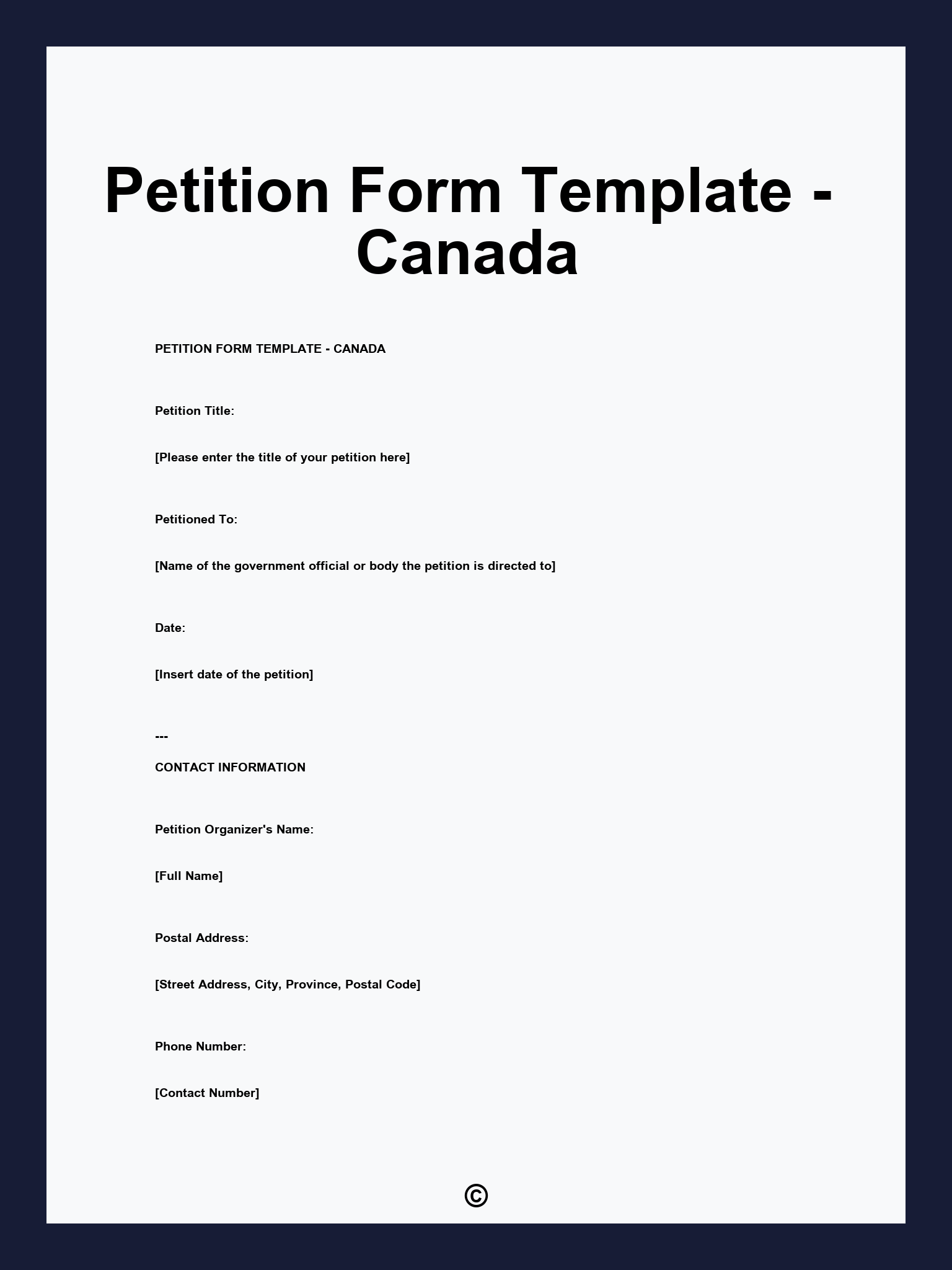Petition Form Template - Canada