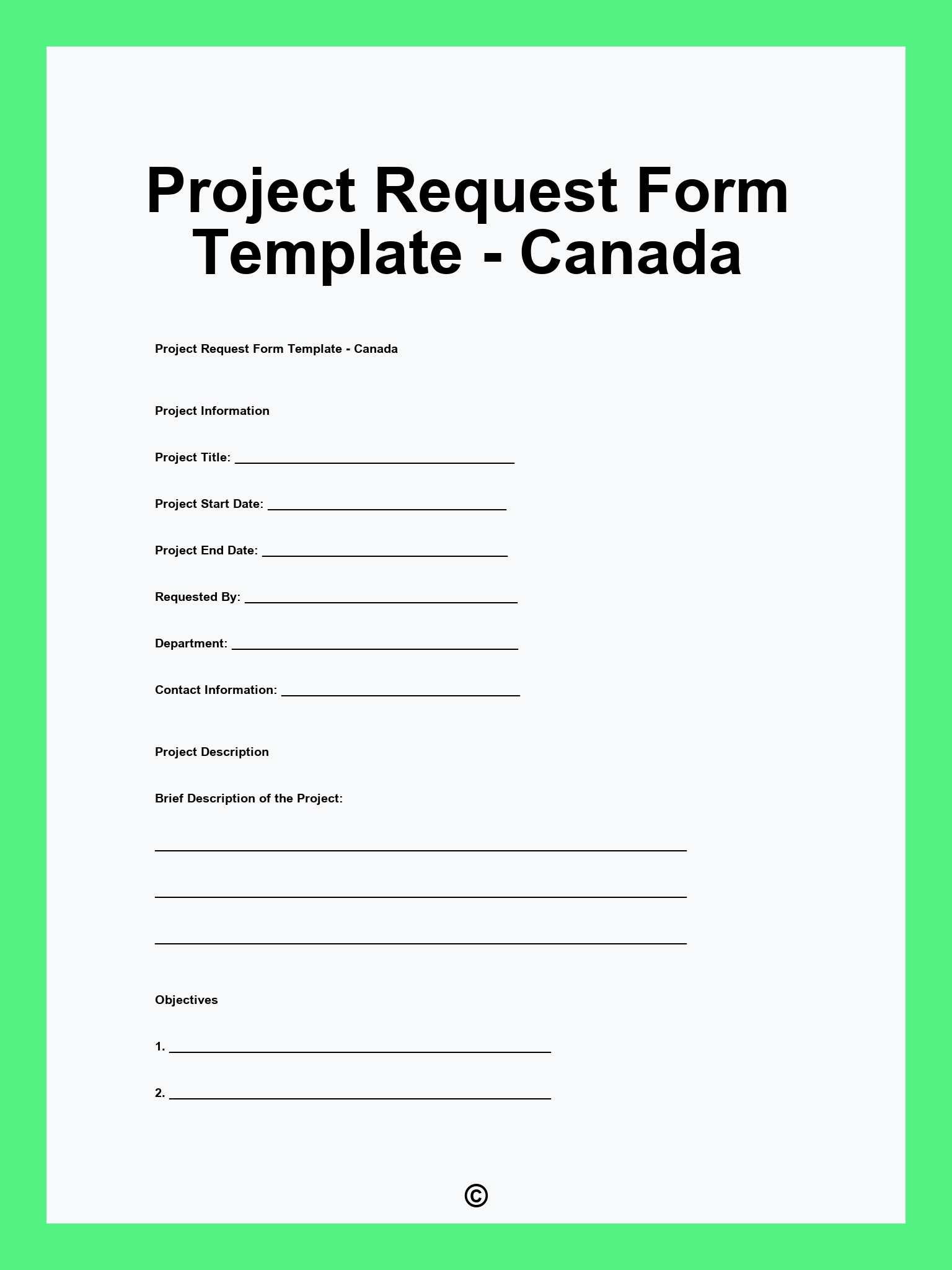 Project Request Form Template - Canada