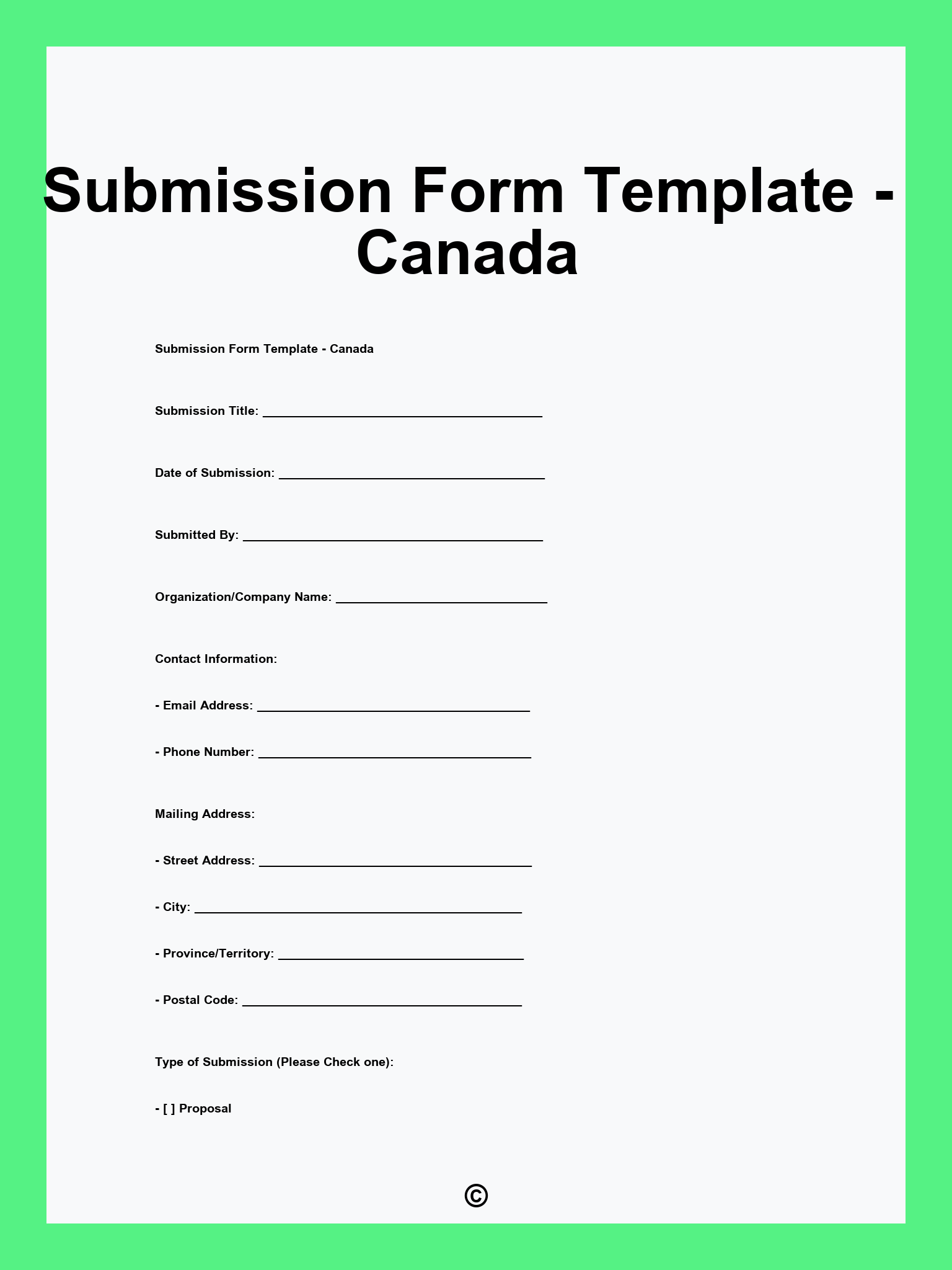 Submission Form Template - Canada