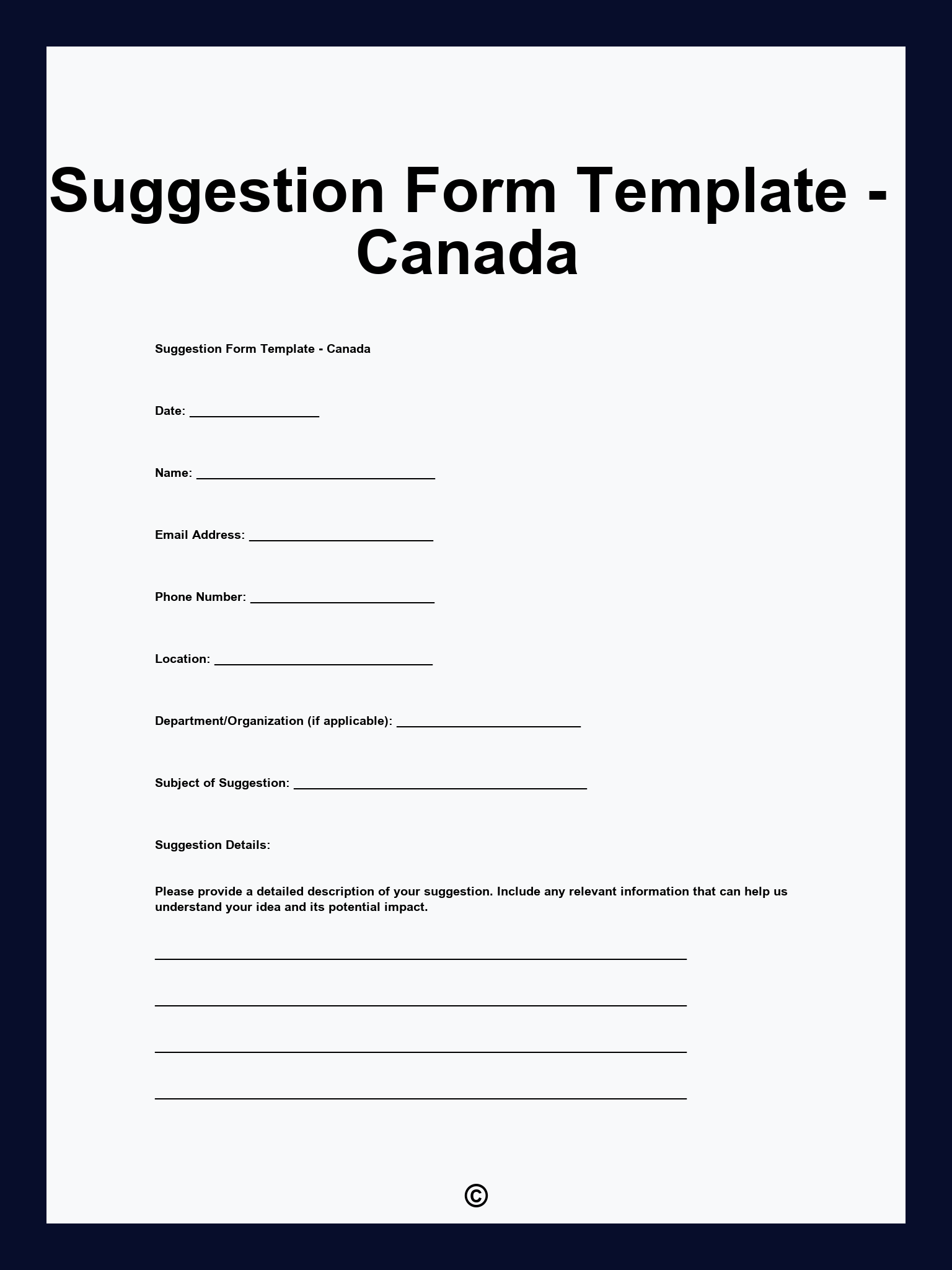 Suggestion Form Template - Canada